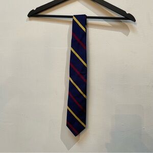 Brooks Brothers Navy Tie with Red and Yellow Stripes